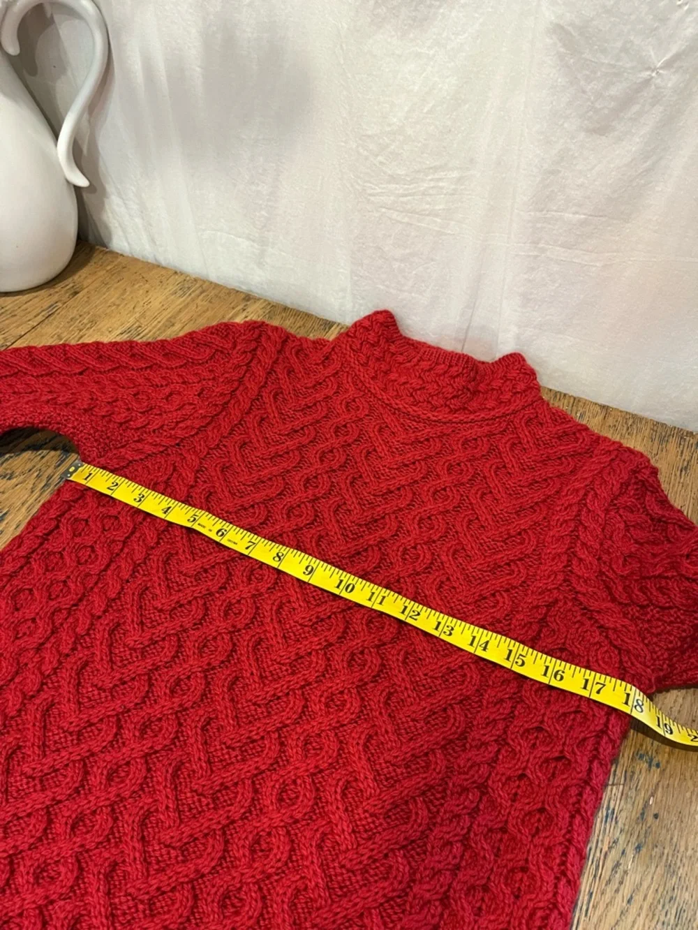 ARAN MÓR Red Cable Knit Sweater Size S - Picture 9 of 11